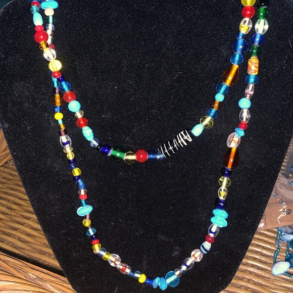 Vintage art Glass necklace with tons of colors 18 inches - Picture 4 of 7